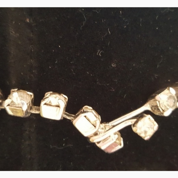 15" Vintage rhinestone silver tone choker - Picture 5 of 8